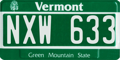 VT license plate NXW633
