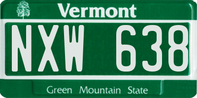 VT license plate NXW638