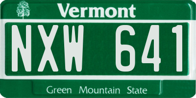 VT license plate NXW641