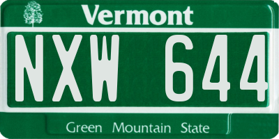 VT license plate NXW644