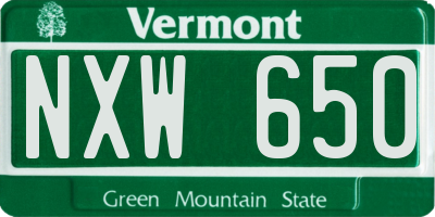VT license plate NXW650