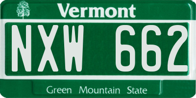 VT license plate NXW662
