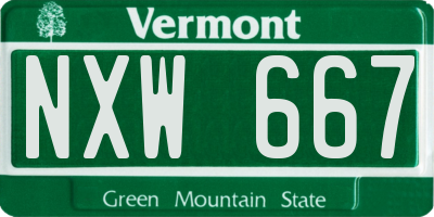 VT license plate NXW667