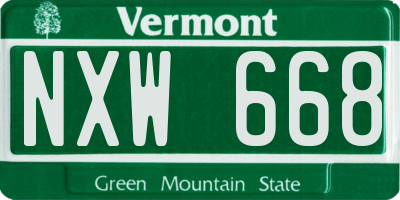 VT license plate NXW668