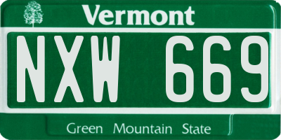 VT license plate NXW669