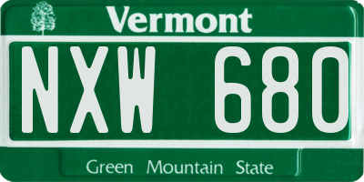 VT license plate NXW680