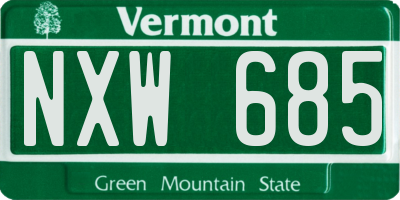 VT license plate NXW685