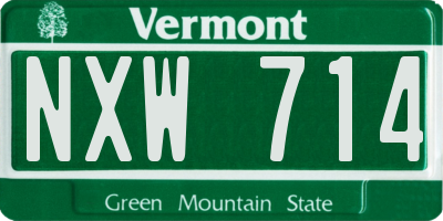 VT license plate NXW714