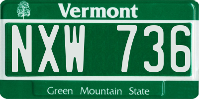VT license plate NXW736