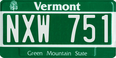 VT license plate NXW751