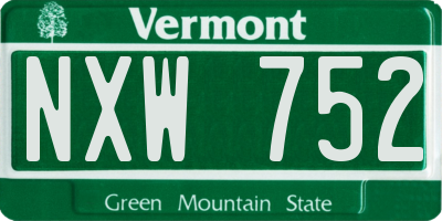 VT license plate NXW752