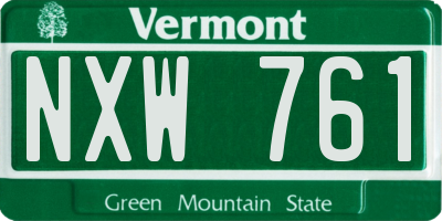 VT license plate NXW761