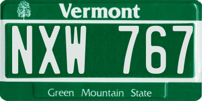 VT license plate NXW767