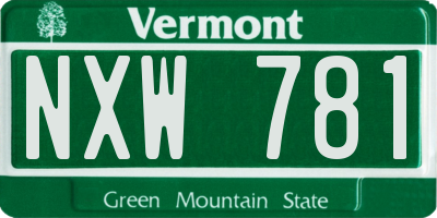 VT license plate NXW781