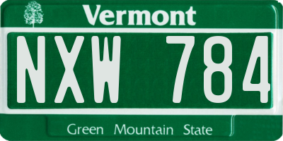 VT license plate NXW784