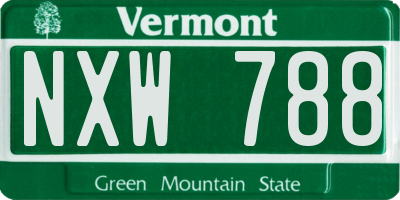 VT license plate NXW788
