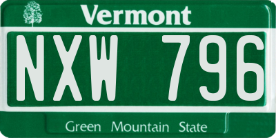 VT license plate NXW796
