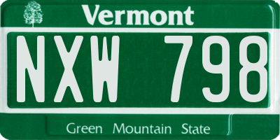 VT license plate NXW798