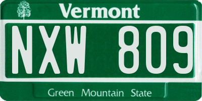 VT license plate NXW809