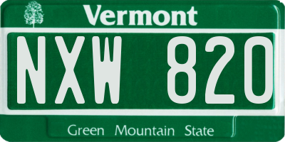 VT license plate NXW820