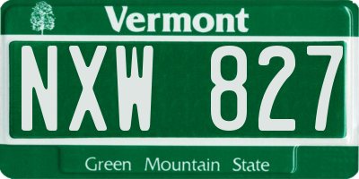 VT license plate NXW827