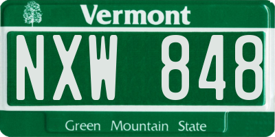 VT license plate NXW848