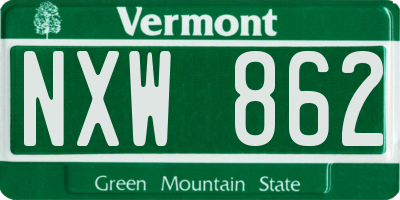 VT license plate NXW862