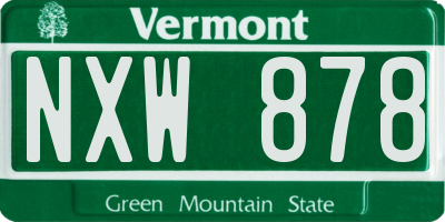 VT license plate NXW878