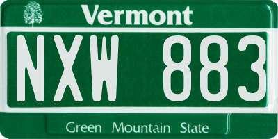 VT license plate NXW883