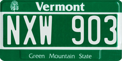 VT license plate NXW903