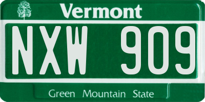 VT license plate NXW909