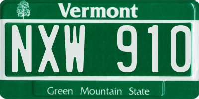 VT license plate NXW910