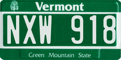 VT license plate NXW918