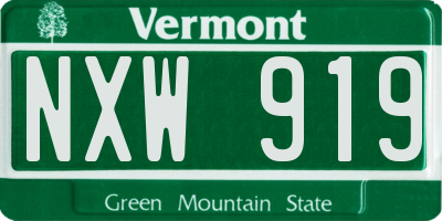 VT license plate NXW919