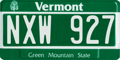VT license plate NXW927