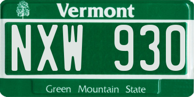 VT license plate NXW930