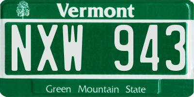 VT license plate NXW943