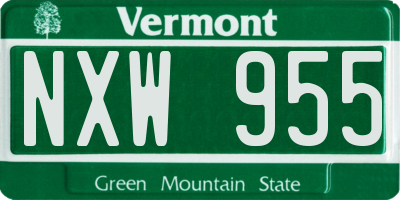 VT license plate NXW955