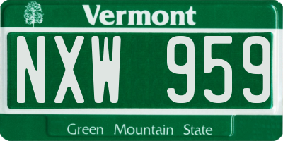 VT license plate NXW959
