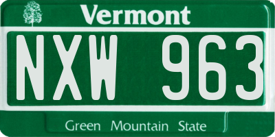 VT license plate NXW963