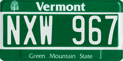 VT license plate NXW967