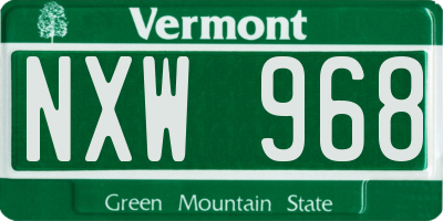 VT license plate NXW968
