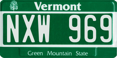 VT license plate NXW969