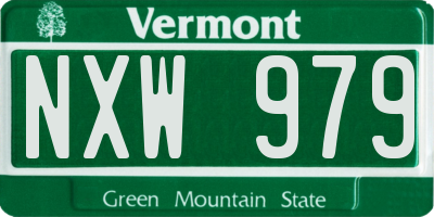 VT license plate NXW979