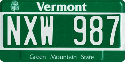 VT license plate NXW987