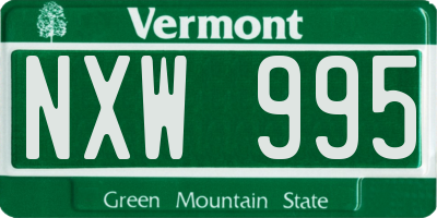 VT license plate NXW995