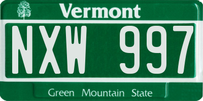 VT license plate NXW997