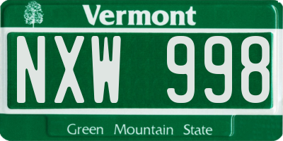 VT license plate NXW998
