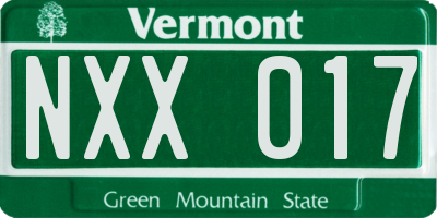 VT license plate NXX017