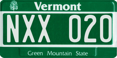 VT license plate NXX020